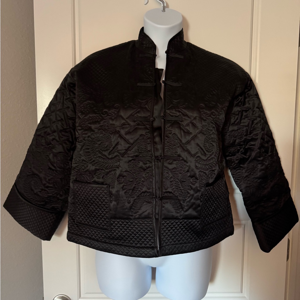 Victoria's Secret Black Quilted Silk Jacket